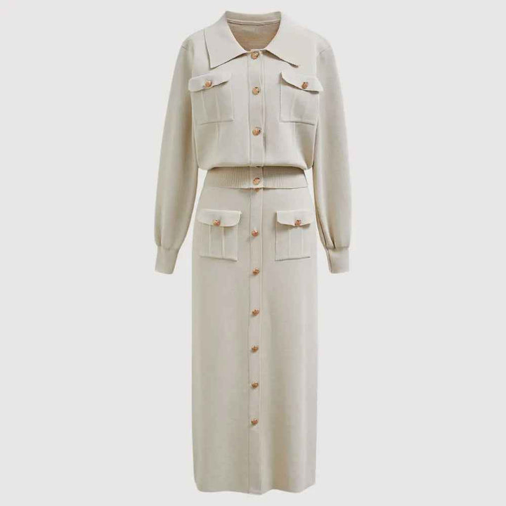 Women's Elegant Knit Two-Piece Set White One-Size
