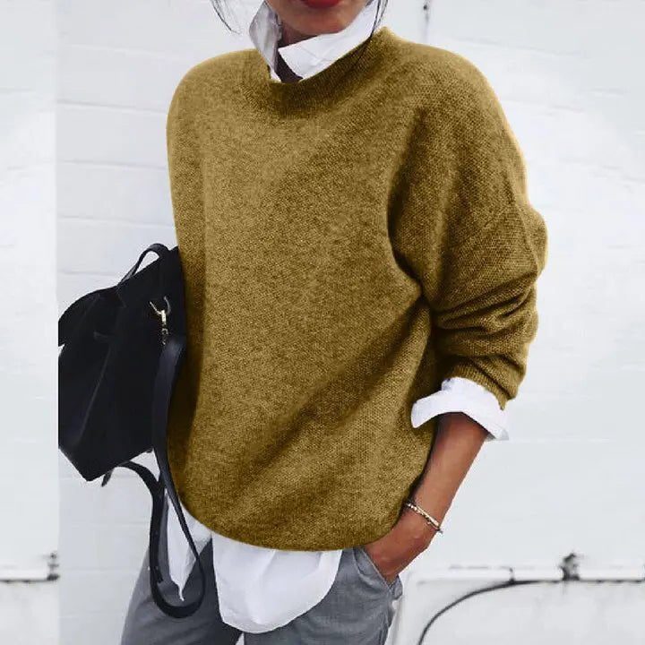 Women's Knit Crew Neck Sweater Khaki