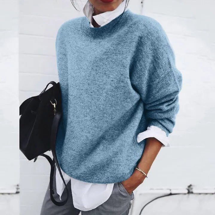 Women's Knit Crew Neck Sweater Blue