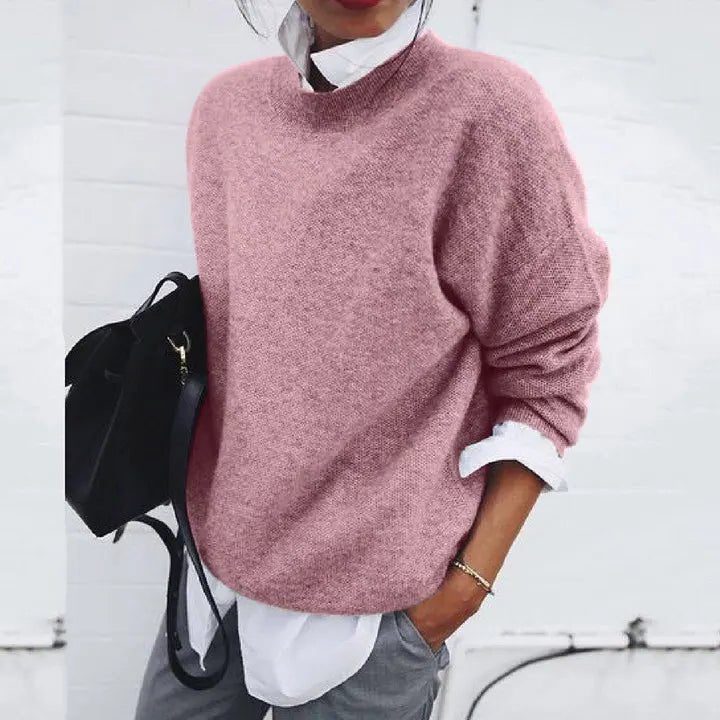 Women's Knit Crew Neck Sweater Pink