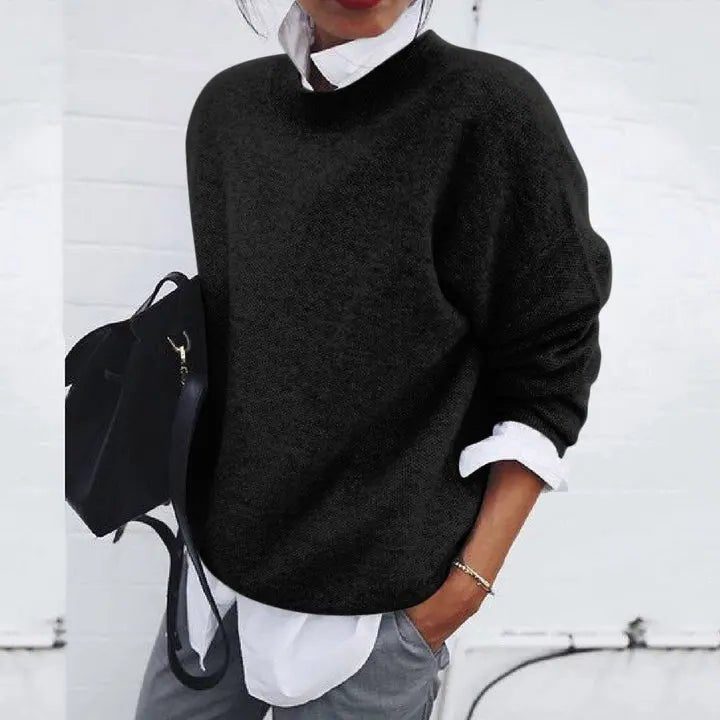 Women's Knit Crew Neck Sweater Black