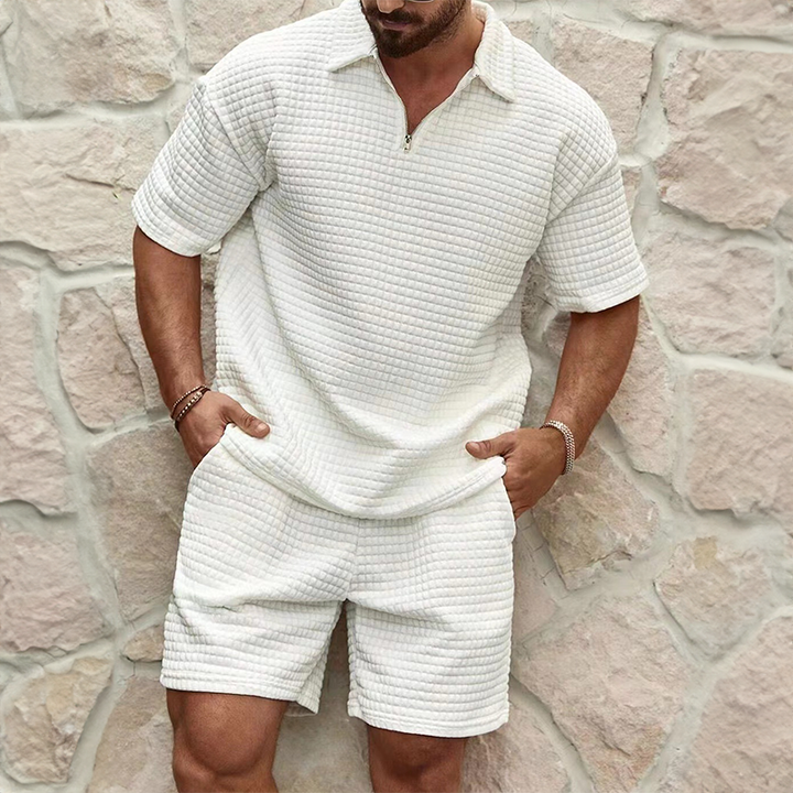Men's Stylish Waffle Tracksuit Set White