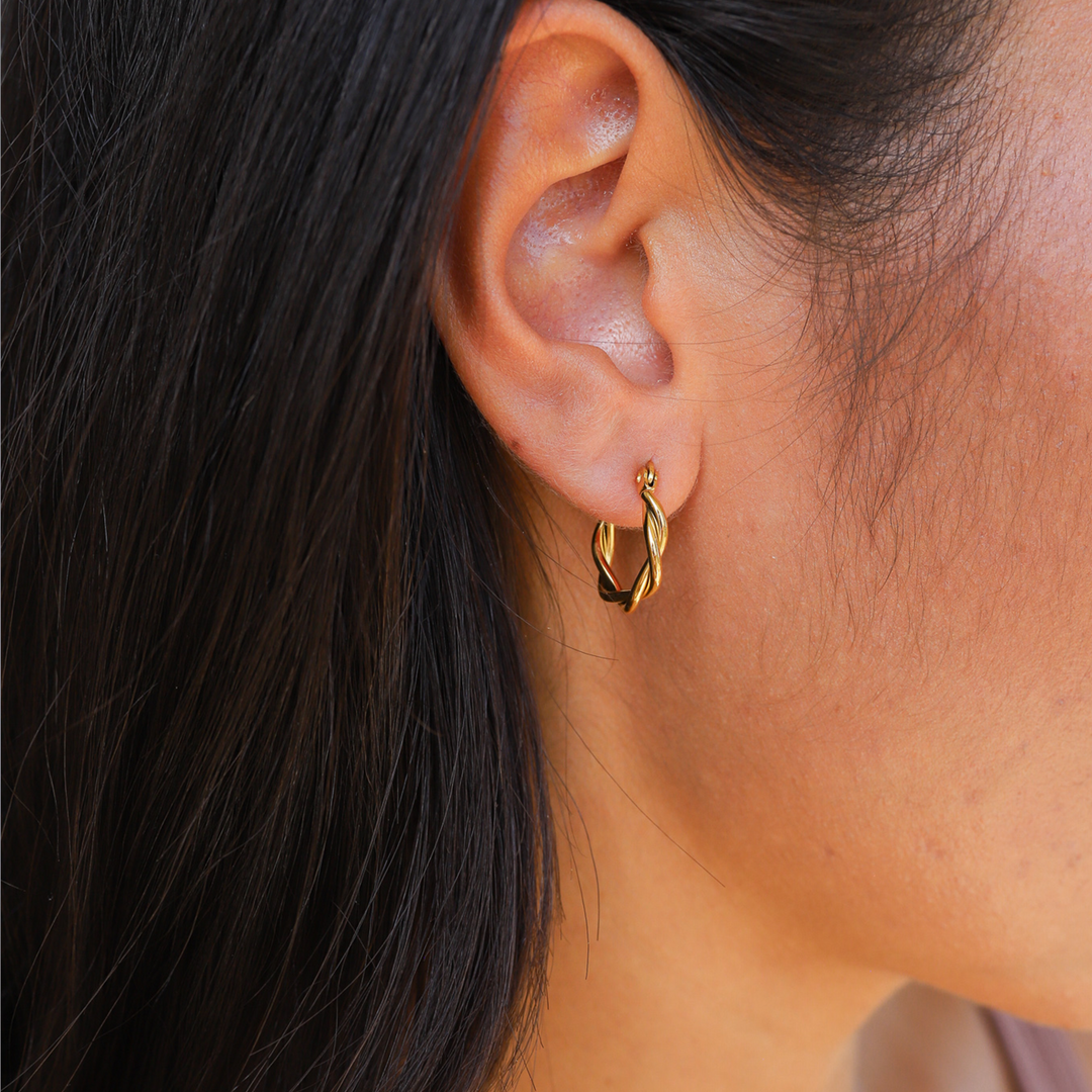 Tasja | Women's Elegant Twisted Mini Hoop Earrings