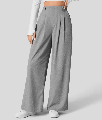 Women's Summer Straight Cut Trousers with Pockets Grey