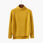 Women's Acrylic Crewneck Relaxed Fit Ribbed Cuffs Sweater Yellow