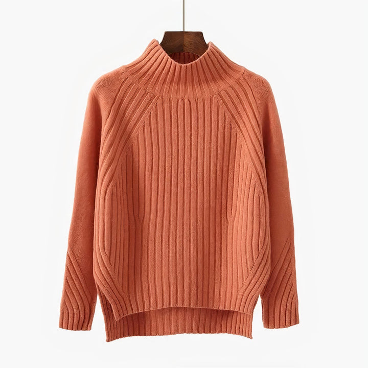 Women's Ribbed Knit Crew Neck Sweater Orange