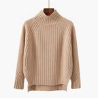 Women's Acrylic Crewneck Relaxed Fit Ribbed Cuffs Sweater Beige