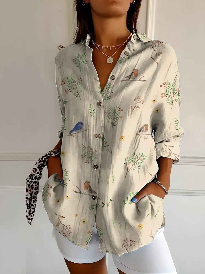 Women's Stylish Printed Button-Down Top