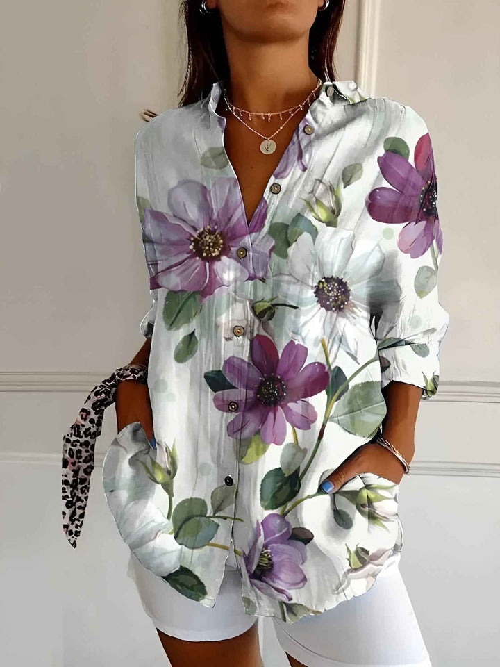 Women's Stylish Printed Button-Down Top