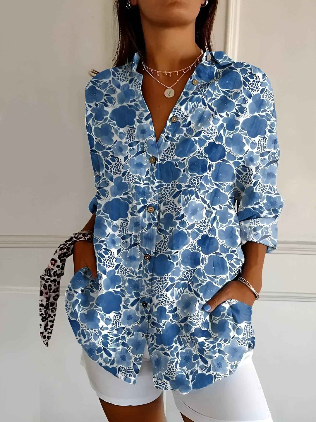 Women's Stylish Printed Button-Down Top