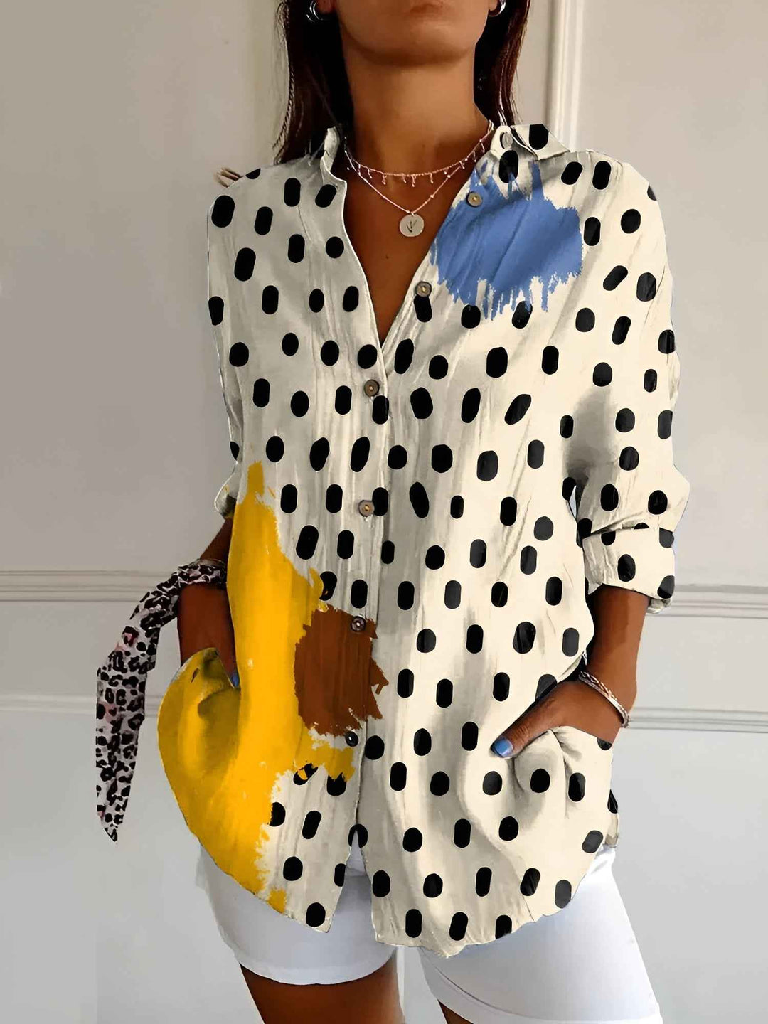 Women's Stylish Printed Button-Down Top