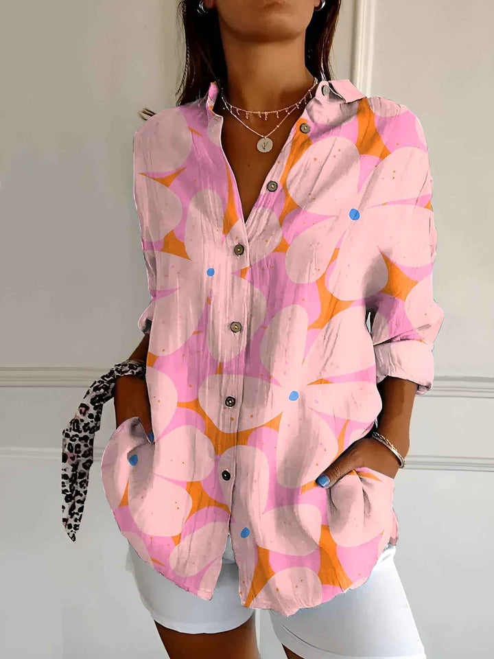 Women's Stylish Printed Button-Down Top