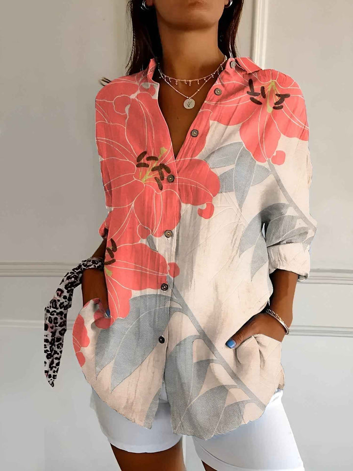 Women's Stylish Printed Button-Down Top