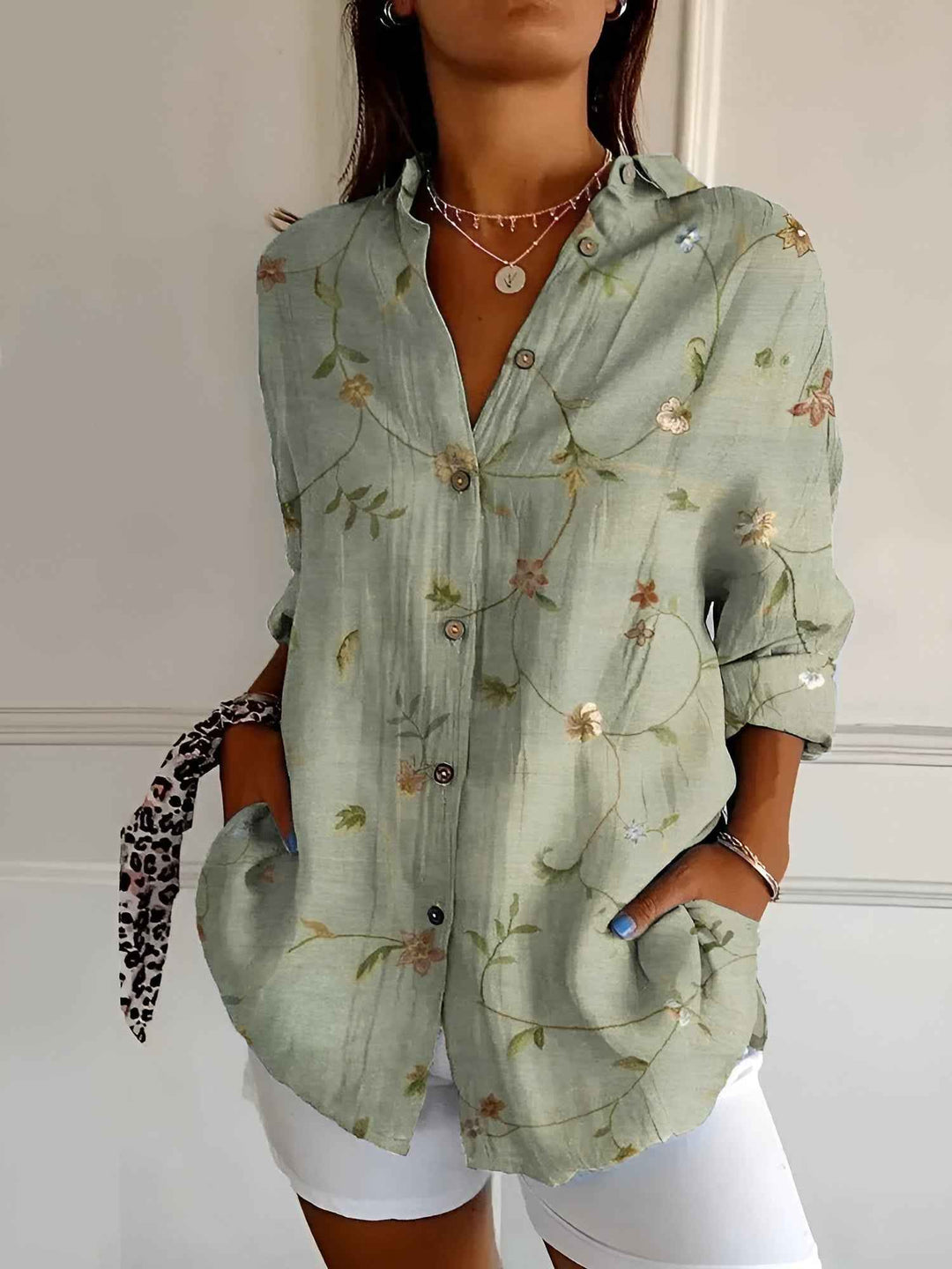 Women's Stylish Printed Button-Down Top