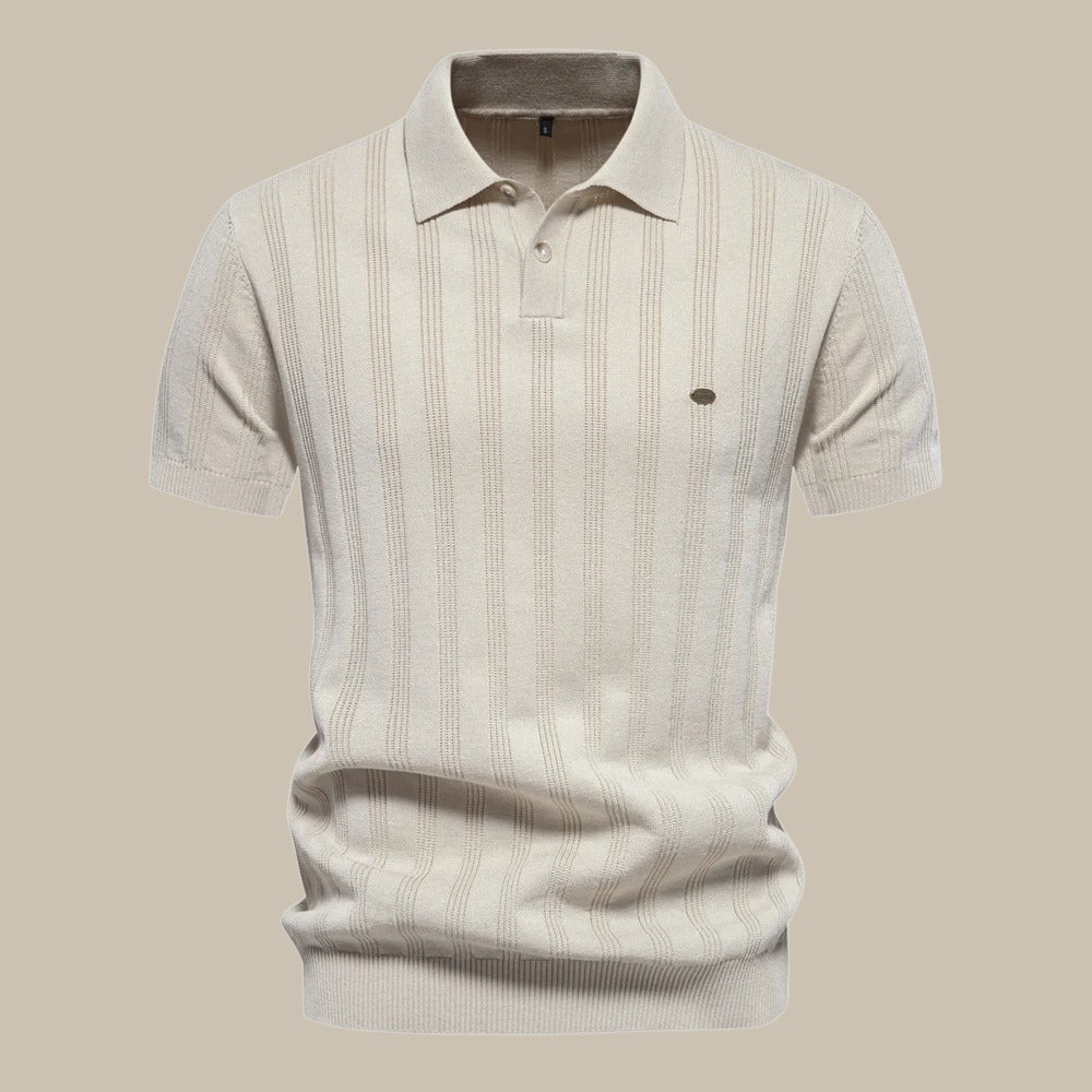 Men's Stylish Merino Wool Polo Shirt Beige