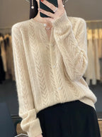 Women's 100% Wool Santorini Cardigan Beige