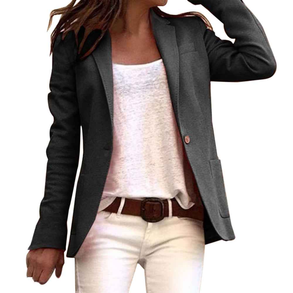 Women's Slim Fit Blazer – Tailored Design – Luxury Textured Fabric Black