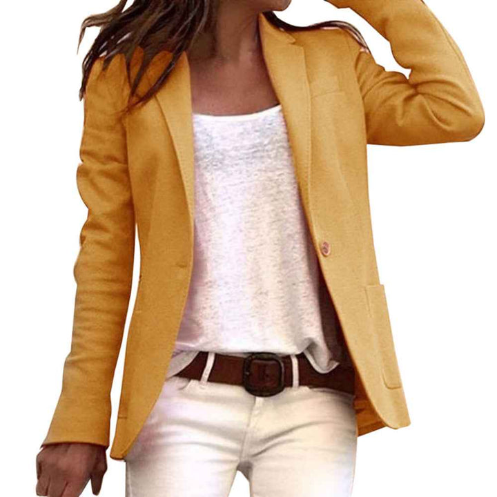 Women's Slim Fit Blazer – Tailored Design – Luxury Textured Fabric Yellow