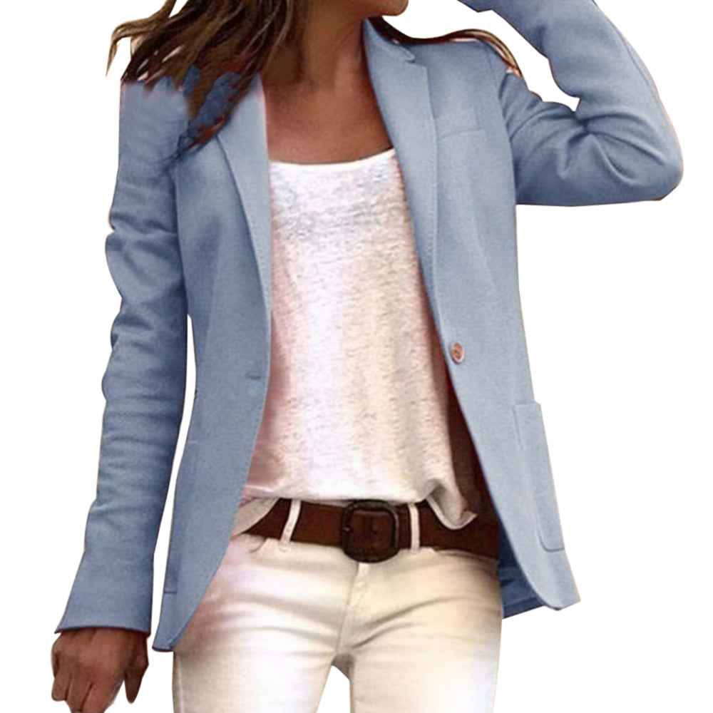 Women's Slim Fit Blazer – Tailored Design – Luxury Textured Fabric Blue