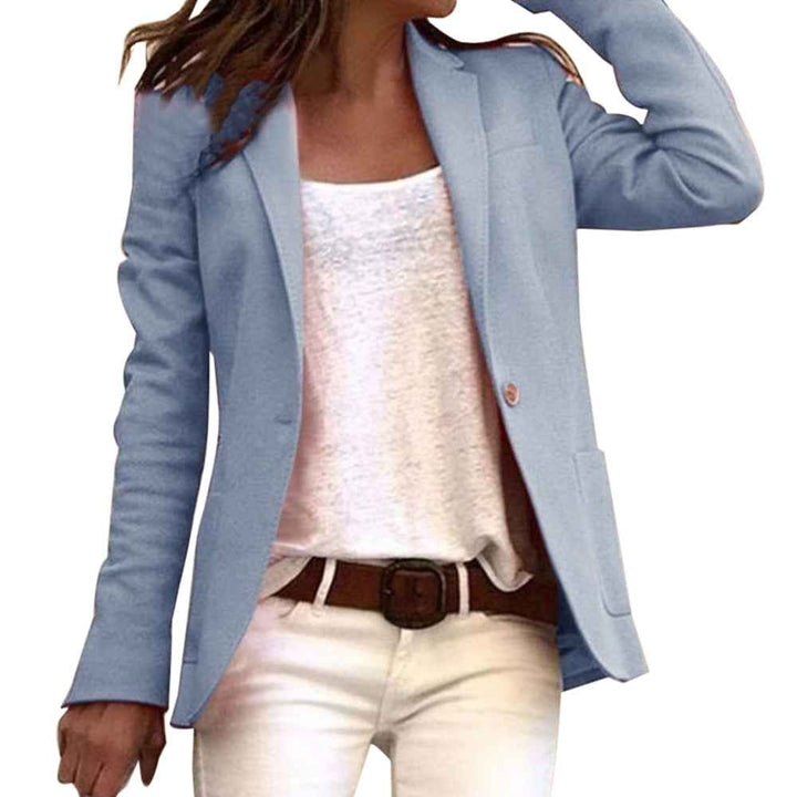 Women's Slim Fit Blazer – Tailored Design – Luxury Textured Fabric Blue