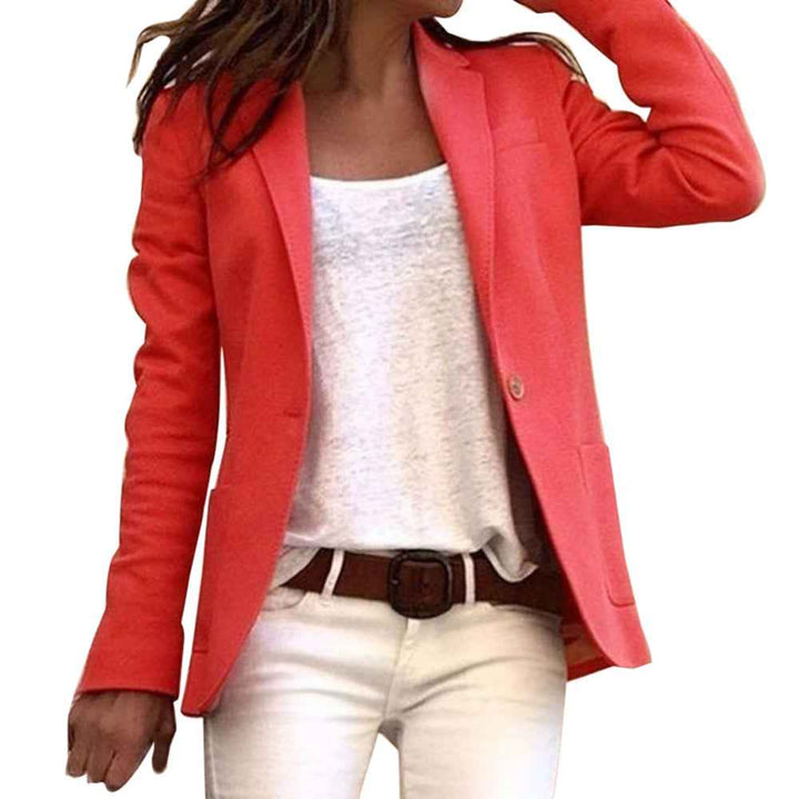 Women's Slim Fit Blazer – Tailored Design – Luxury Textured Fabric Red