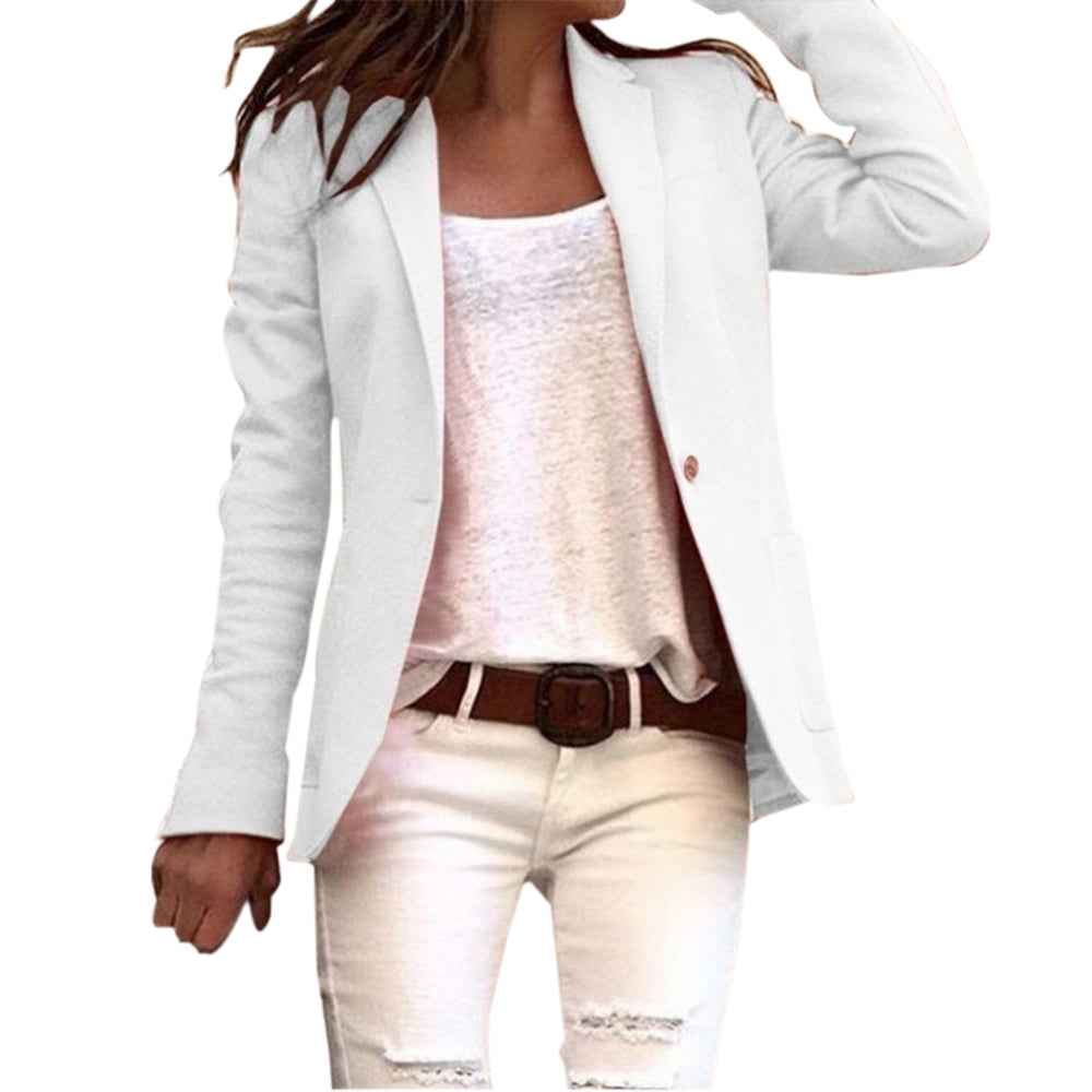Women's Slim Fit Blazer – Tailored Design – Luxury Textured Fabric White