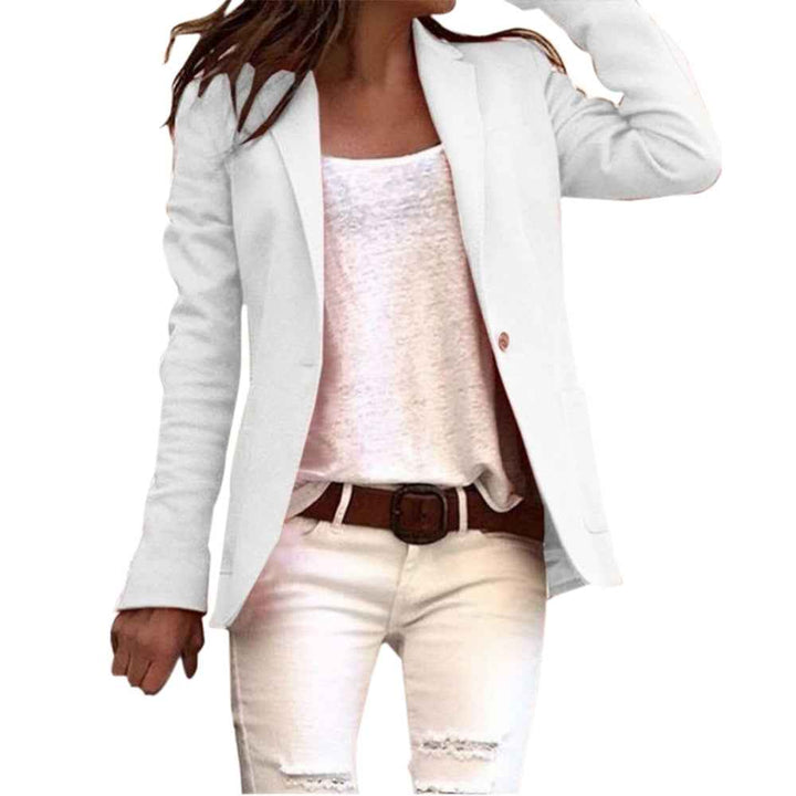 Women's Slim Fit Blazer – Tailored Design – Luxury Textured Fabric White