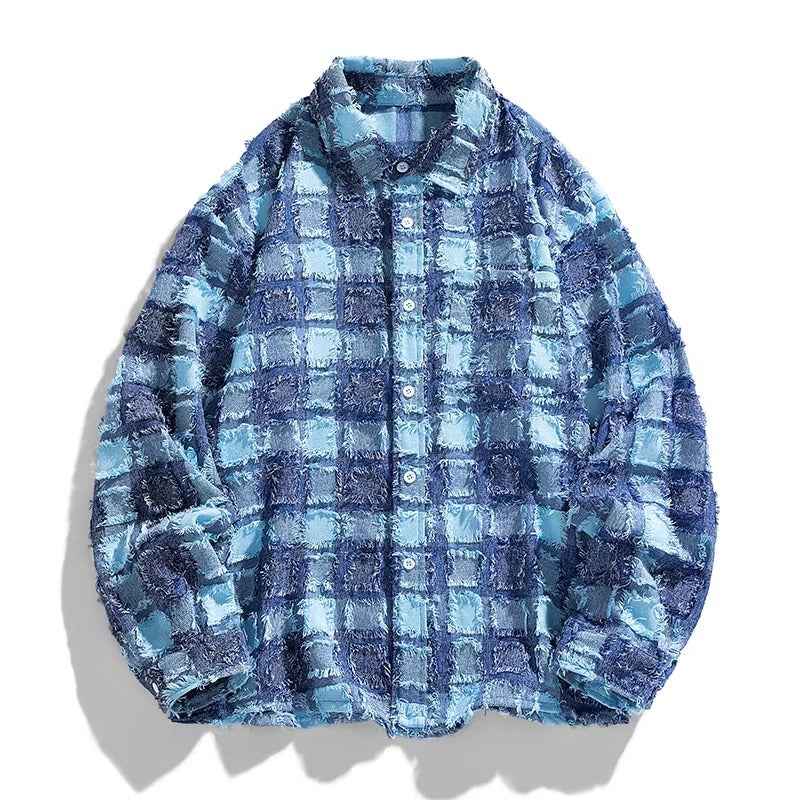 Men's Checkered Button-Up Shirt Blue