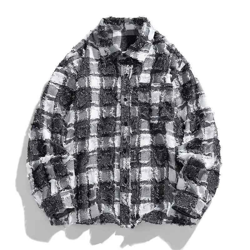 Men's Checkered Button-Up Shirt Black