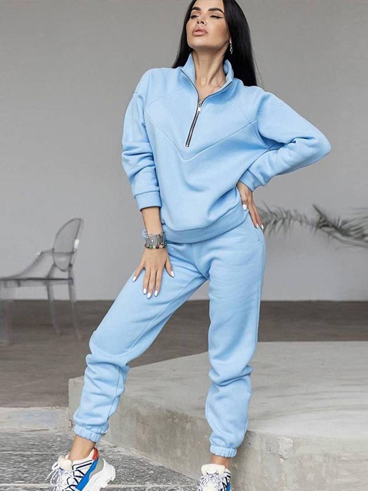 Women's Tapered Tracksuit Set with Half-Zip and Verbena Design