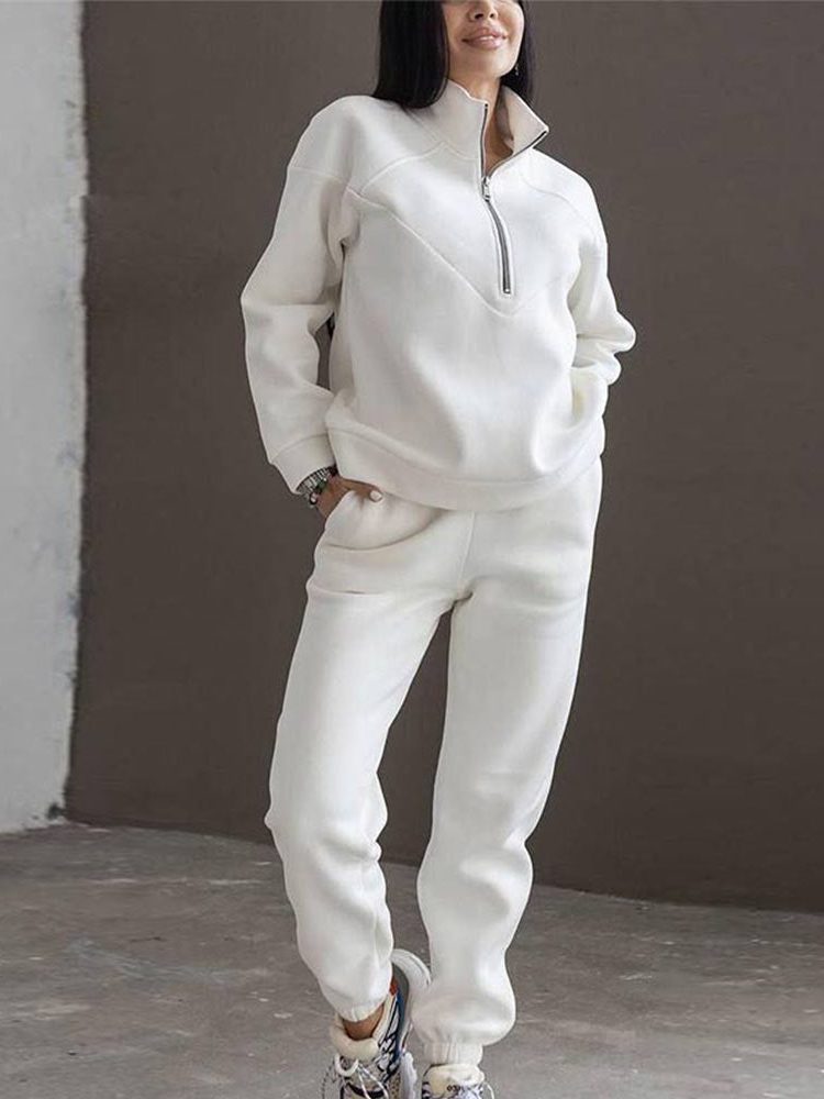Women's Tapered Tracksuit Set with Half-Zip and Verbena Design