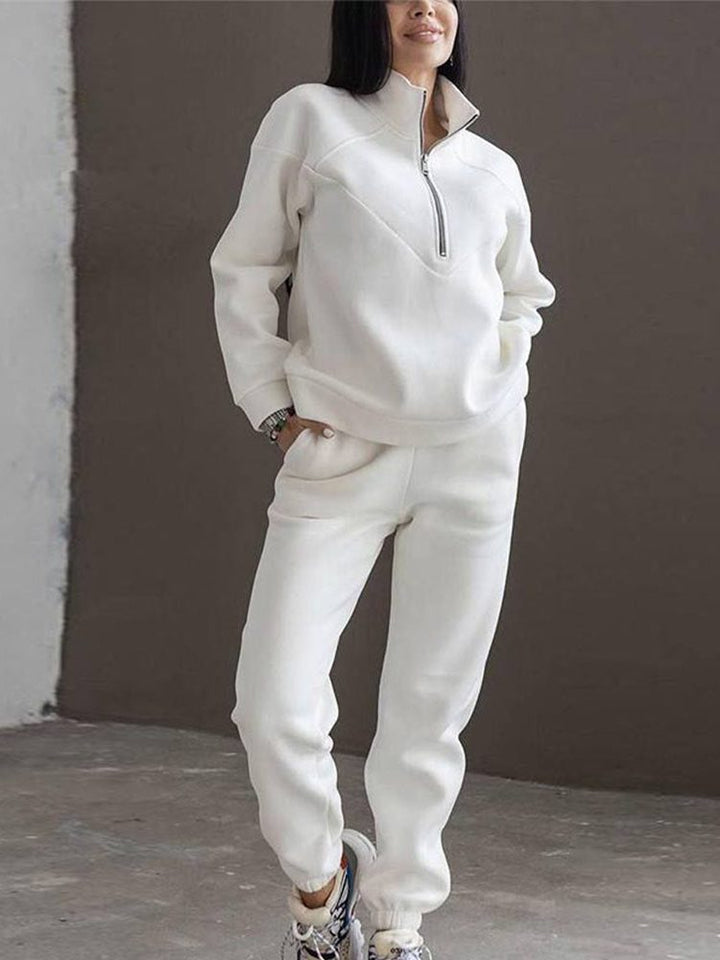 Women's Tapered Tracksuit Set with Half-Zip and Verbena Design