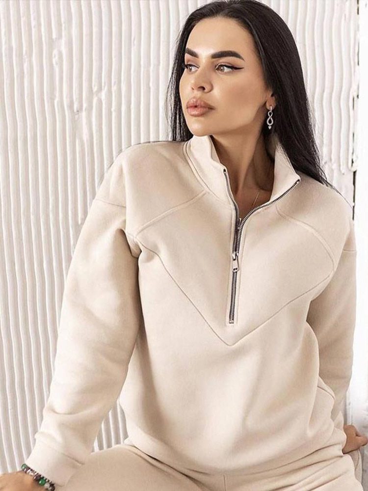 Women's Tapered Tracksuit Set with Half-Zip and Verbena Design