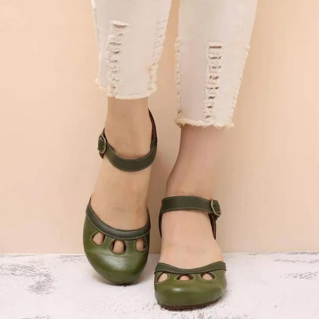 Patti | Comfortable Low-Heeled Sandals Green
