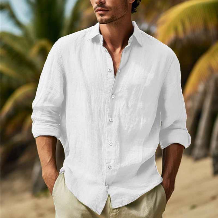 Men's Stylish Long Sleeve Shirt - William Design White