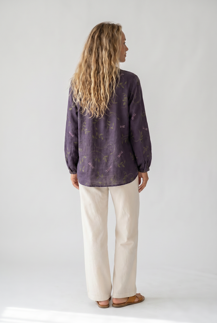 Women's Floral Print V-Neck Blouse in Vintage Style