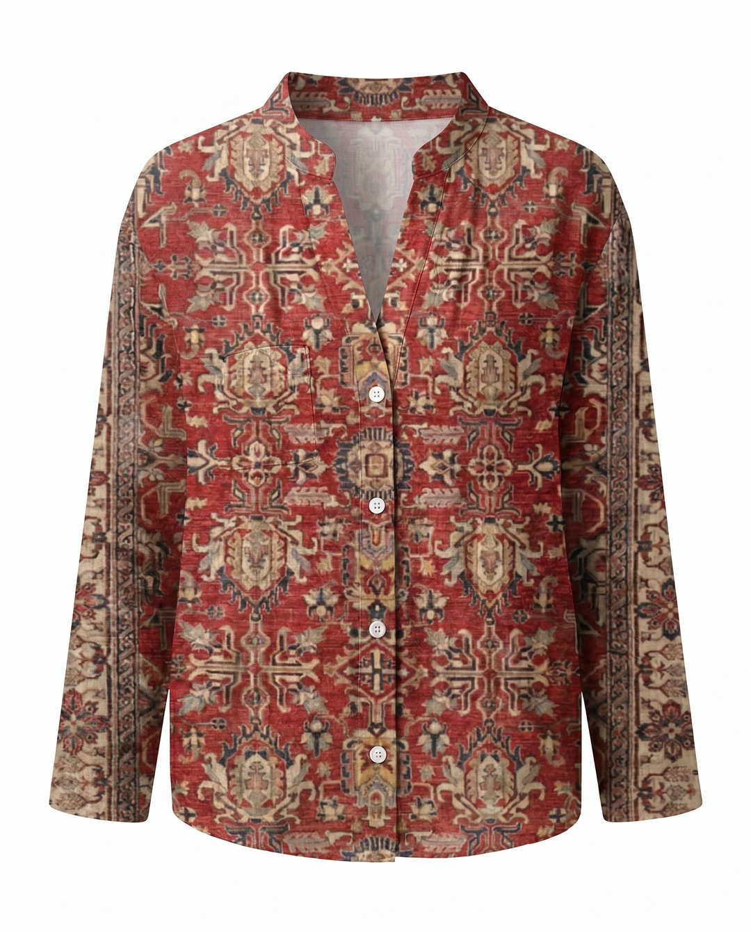 Women's Floral Print V-Neck Blouse in Vintage Style