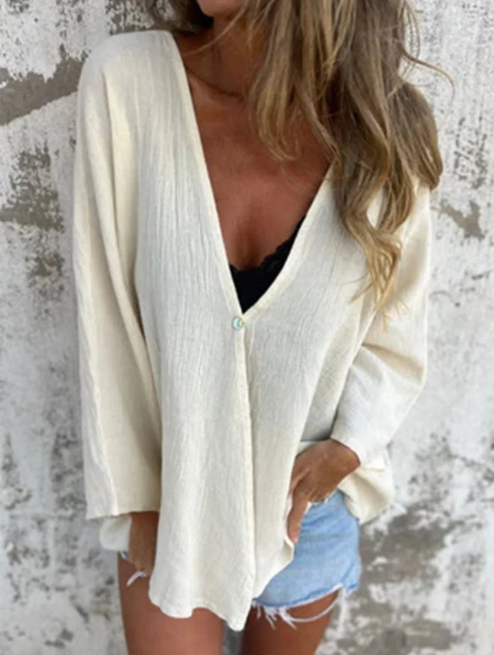 Women's Lightweight Open Front V-Neck Mid-Sleeve Cardigan