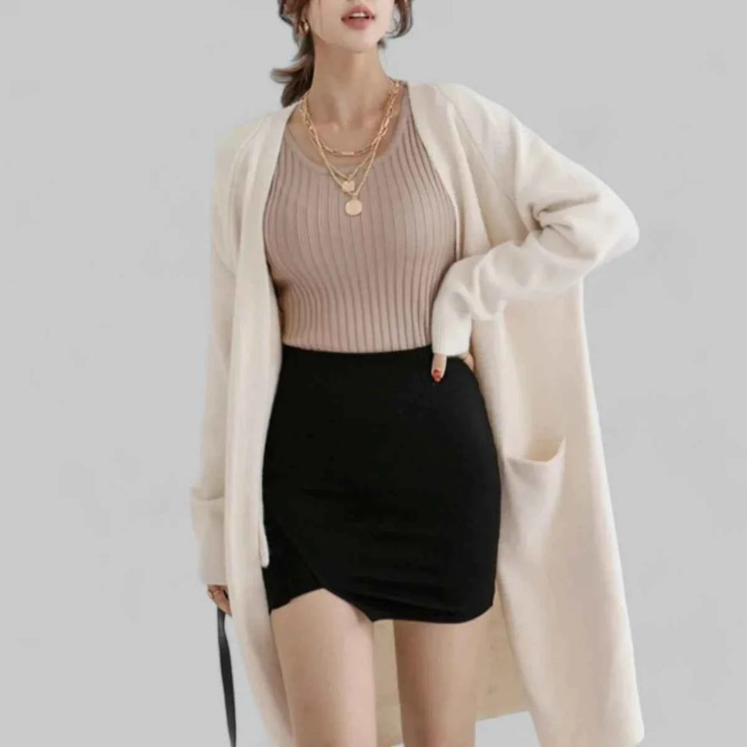 Women's Long Oversized Cashmere Blend Open Front Cardigan