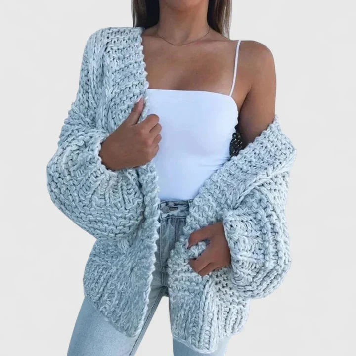 Women's Chunky Knit Oversized Cardigan Sweater Sky Blue