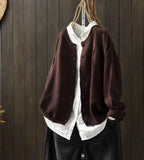 Women's Acrylic Oversized Button-front Cardigan Winter Essential Dark Brown