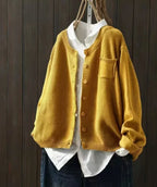 Women's Acrylic Oversized Button-front Cardigan Winter Essential Yellow