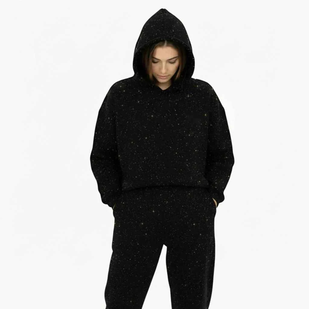 Women's Cotton Hooded Ribbed Cuffs Long Sleeve Pullover