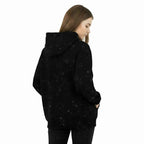 Women's Cotton Hooded Ribbed Cuffs Long Sleeve Pullover Black
