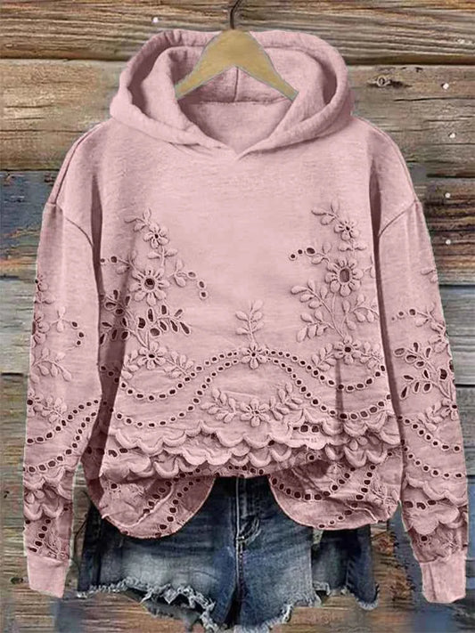 Women's Cotton Long Sleeve Relaxed Fit Hood Fitted Solid Pink Hoodie Pink