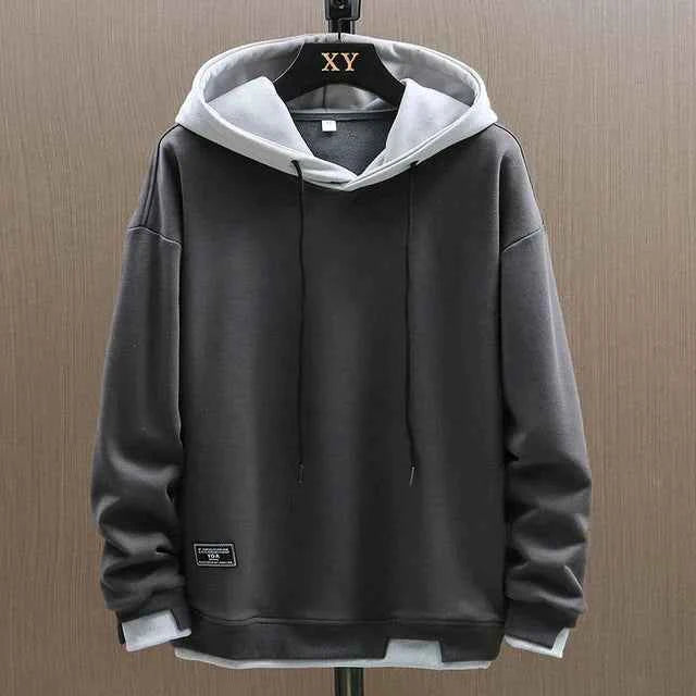 Women's Layered Hood Drawstring Hoodie Gray