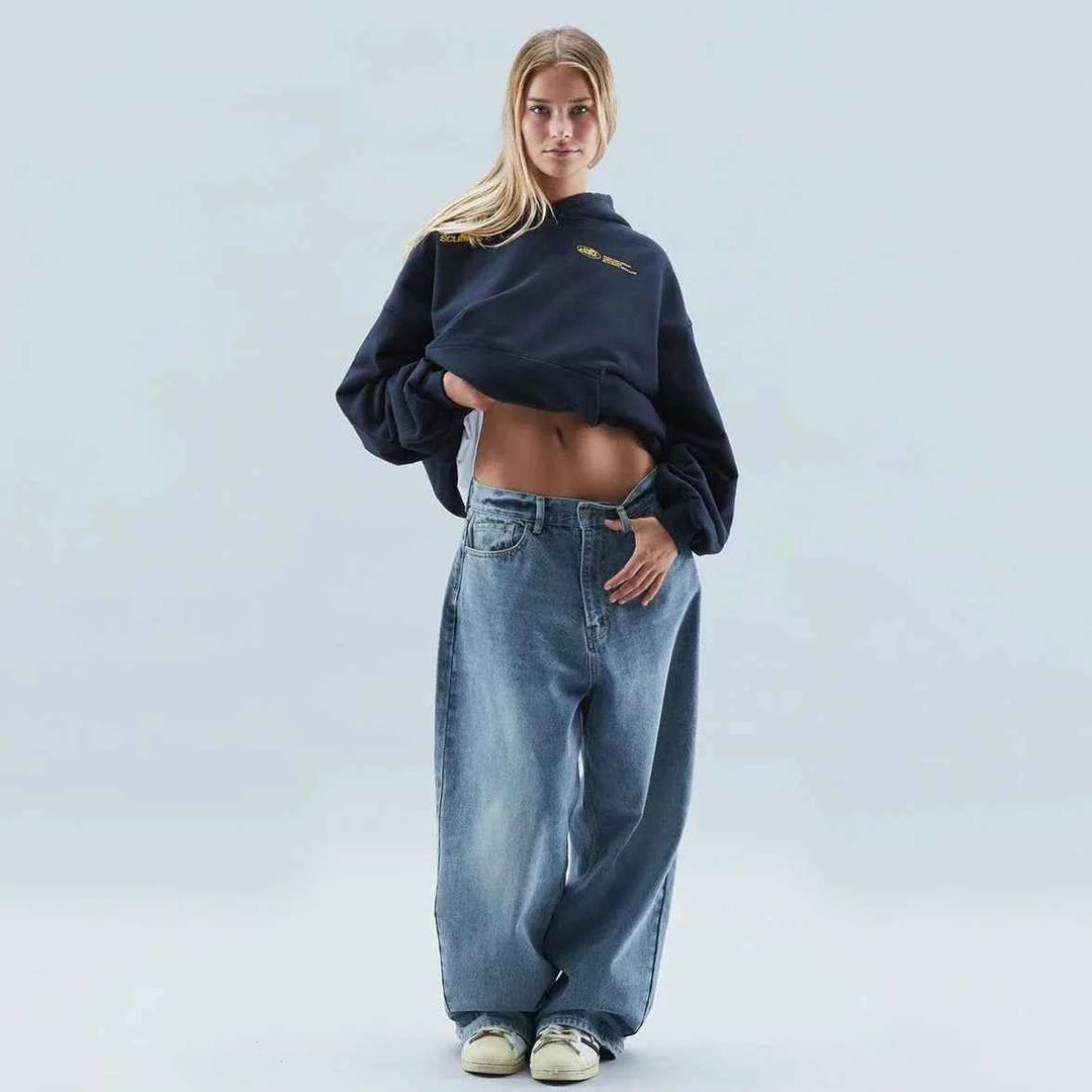 Women's Oversized Fleece Cropped Hoodie