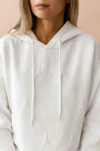 Women's Cotton Relaxed Fit Drawstring Textured Ribbed Cuffs Hoodie