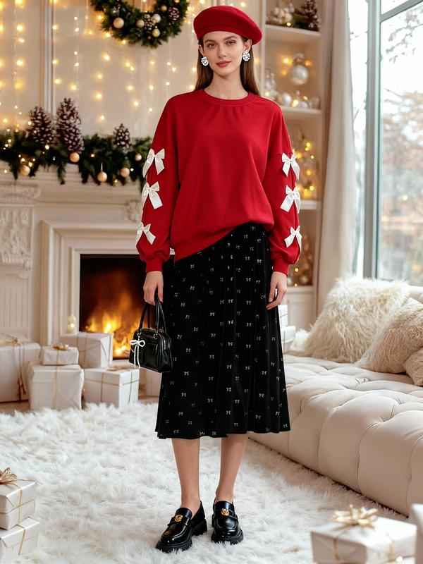 Women's Colorblock Butterfly Bow Sleeve Sweatshirt