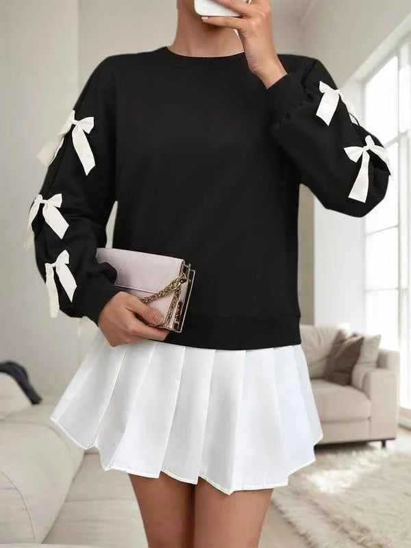 Women's Colorblock Butterfly Bow Sleeve Sweatshirt